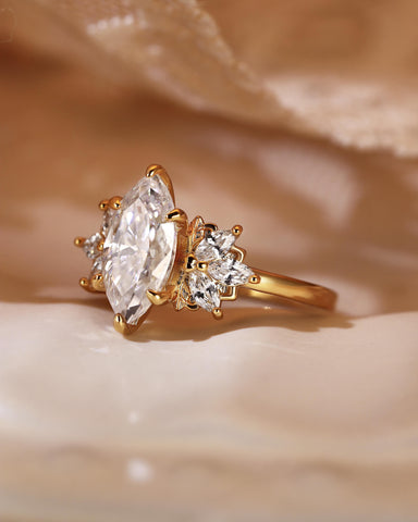 LIANA Marquise Moissanite Cluster Engagement Ring