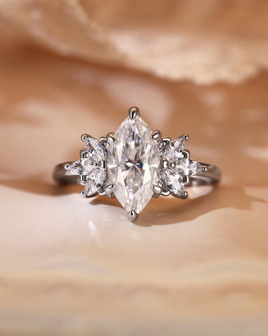 LIANA Marquise Moissanite Cluster Engagement Ring