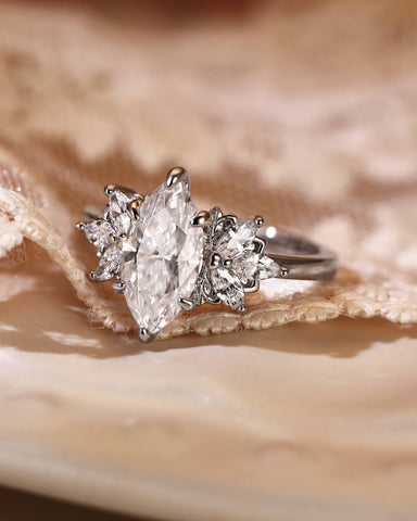 LIANA Marquise Moissanite Cluster Engagement Ring