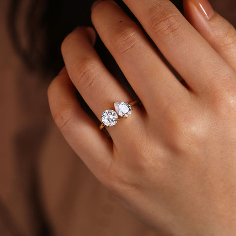 ELARA Pear & Round Cut Toi Et Moi Engagement Ring