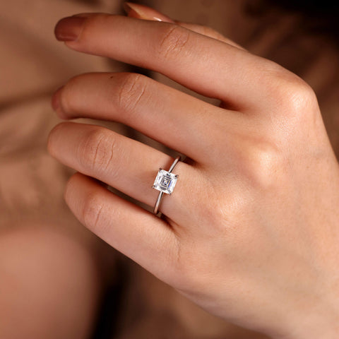 AGATHA Asscher Cut Moissanite Solitaire Engagement Ring