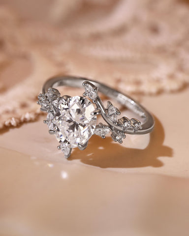 SWAN Nature Inspired Bypass Leaf Oval Cut Engagement Ring