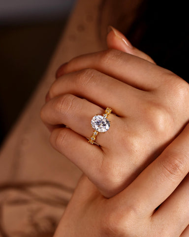 NOVA Moissanite Hidden Halo Oval Cut Engagement Ring