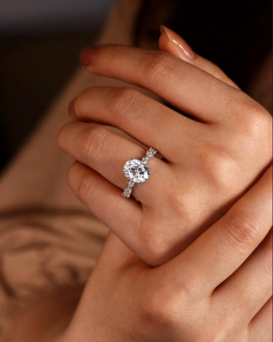 NOVA Moissanite Hidden Halo Oval Cut Engagement Ring