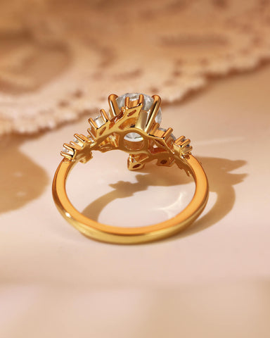 SWAN Nature Inspired Bypass Leaf Oval Cut Engagement Ring