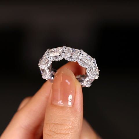 HALARA Unisex Radiant Cut Full Eternity band Ring