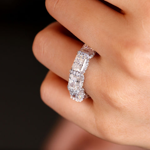 HALARA Unisex Radiant Cut Full Eternity band Ring