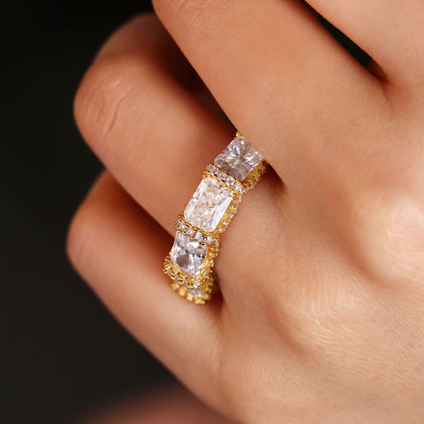 HALARA Unisex Radiant Cut Full Eternity band Ring
