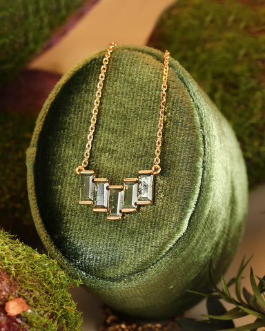 THORNELLE Minimalist Baguette Moss Agate Necklace