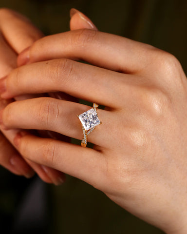 AELARA Princess Cut Moissanite Infinity Promise Ring Unique Engagement Ring