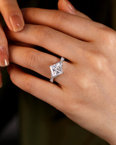AELARA Princess Cut Moissanite Infinity Promise Ring Unique Engagement Ring