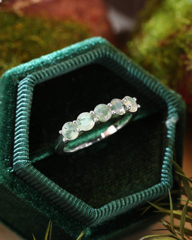 FRONELLE Round Cut Moss Agate Promise Ring