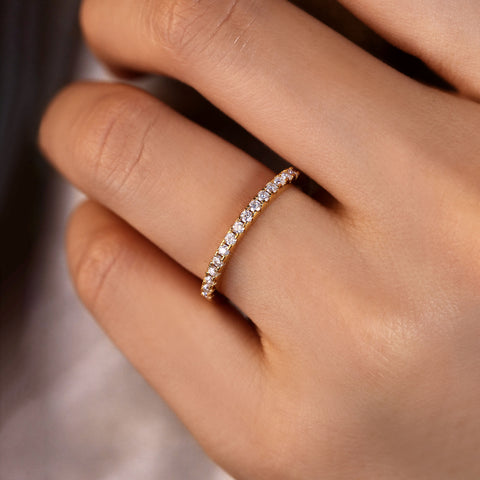 SABINA Minimalist Wedding Band Half Eternity Stacking Ring