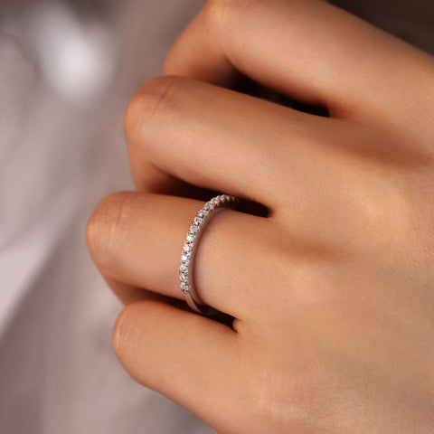 SABINA Minimalist Wedding Band Half Eternity Stacking Ring