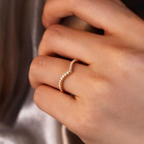 CAMARA Minimalist Wedding Ring Chevron Stacking Band Ring