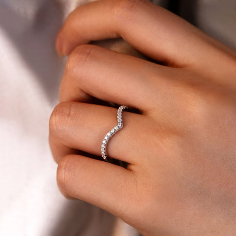 CAMARA Minimalist Wedding Ring Chevron Stacking Band Ring