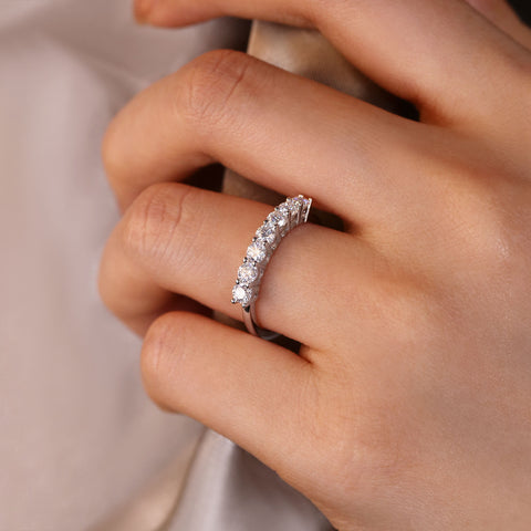 CIRILYA Half eternity ring roundcut 7 stone wedding band