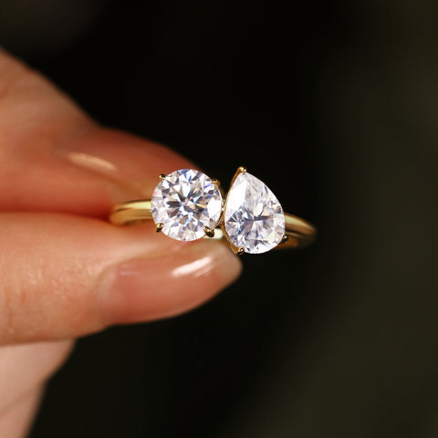 ELARA Pear & Round Cut Toi Et Moi Engagement Ring