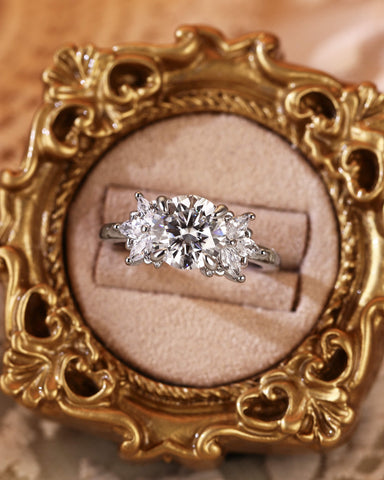 RUELLE Marquise & Round Cut Moissanite Cluster Engagement Ring
