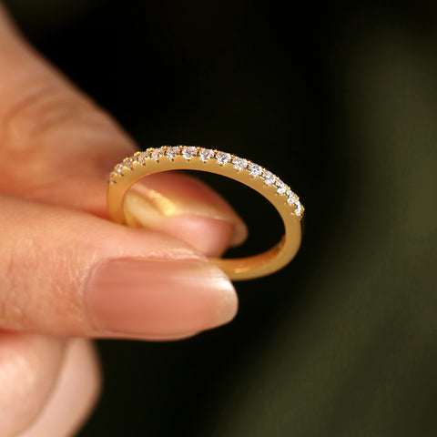 SABINA Minimalist Wedding Band Half Eternity Stacking Ring