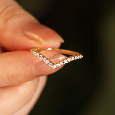 CAMARA Minimalist Wedding Ring Chevron Stacking Band Ring
