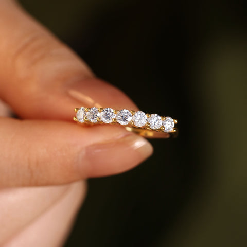 CIRILYA Half eternity ring roundcut 7 stone wedding band