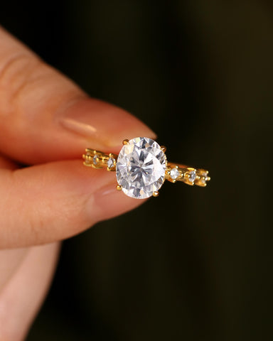 NOVA Moissanite Hidden Halo Oval Cut Engagement Ring