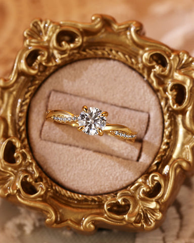 CIELO Round Cut Twist Engagement Ring