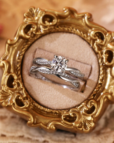 CIELO Round Cut Infinity Bridal Set 2pcs