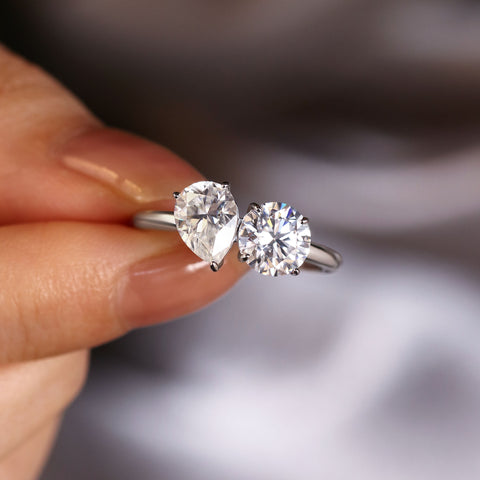 ELARA Pear & Round Cut Toi Et Moi Engagement Ring