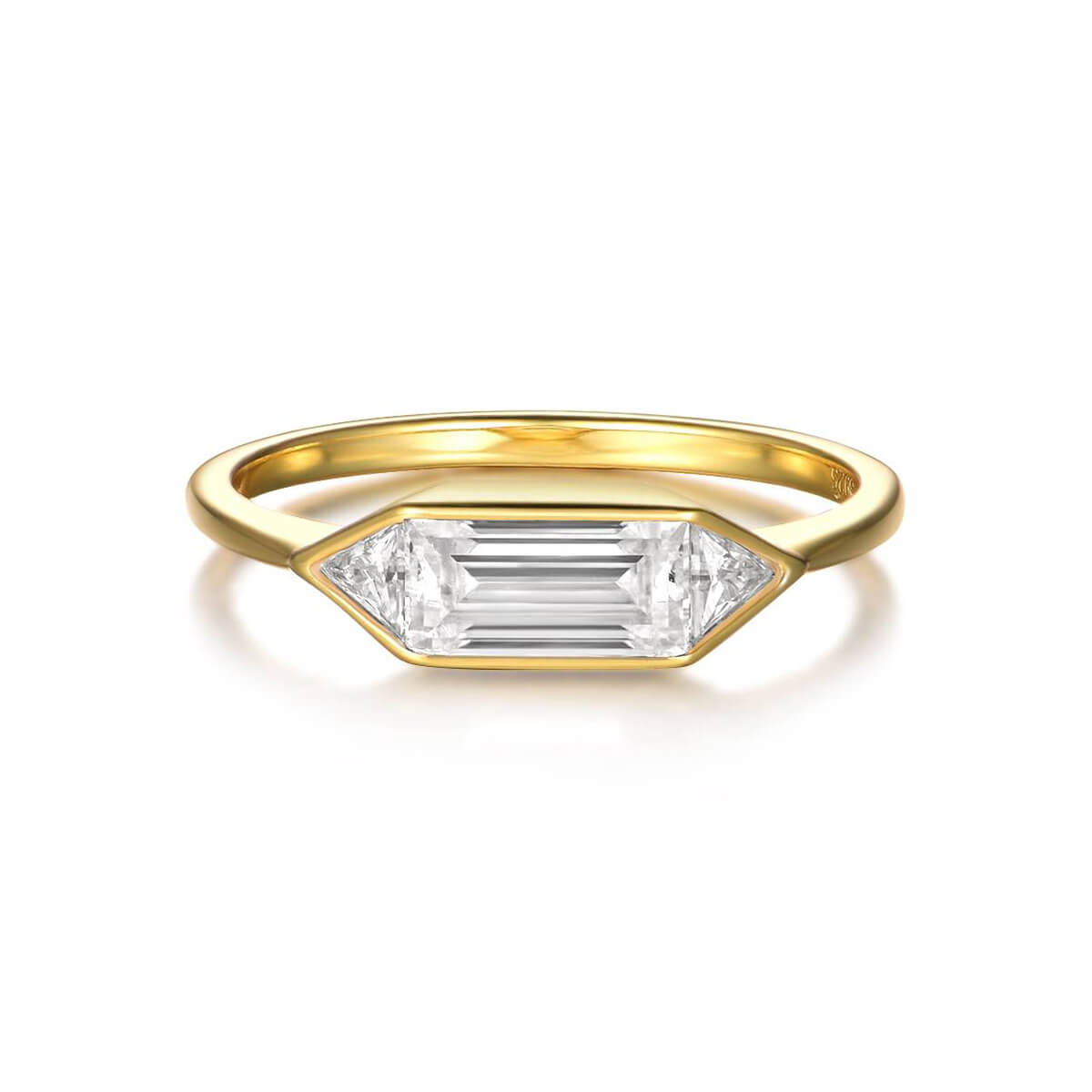 1ct Bezel Moissanite Trilogy Ring