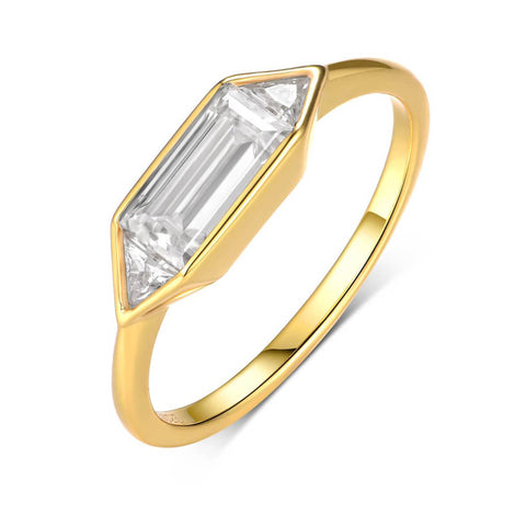 1ct Bezel Moissanite Trilogy Ring