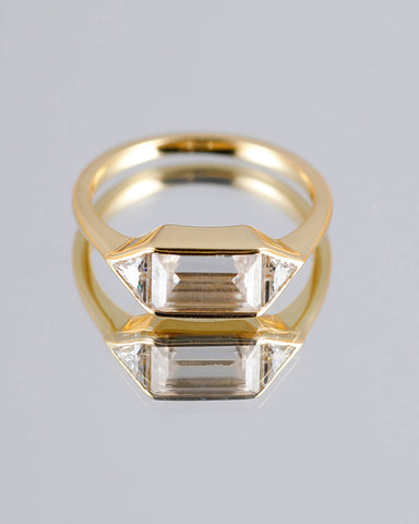 1ct Bezel Moissanite Trilogy Ring