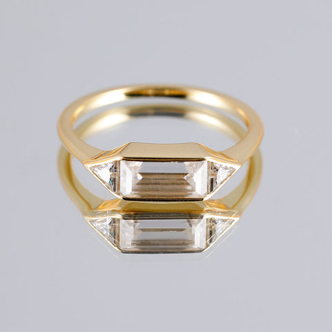 1ct Bezel Moissanite Trilogy Ring