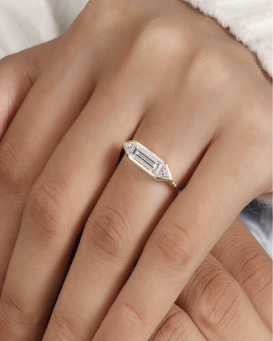 1ct Bezel Moissanite Trilogy Ring