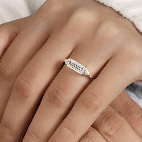 1ct Bezel Moissanite Trilogy Ring
