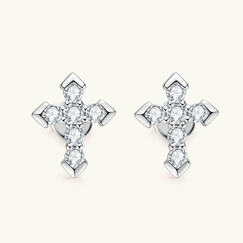 0.54ct Moissanite Delicate Cross earrings