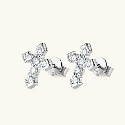 0.54ct Moissanite Delicate Cross earrings