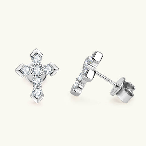 0.54ct Moissanite Delicate Cross earrings
