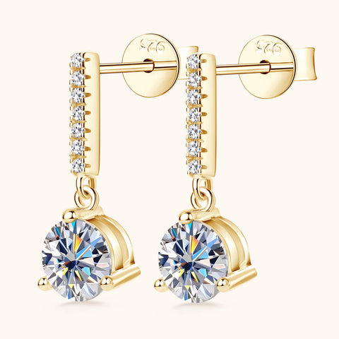 2ct Round Cut Moissanite Drop Earrings