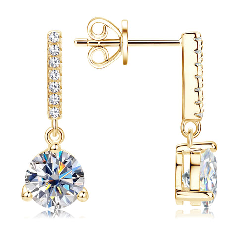 2ct Round Cut Moissanite Drop Earrings