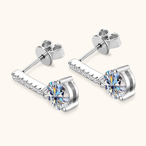 2ct Round Cut Moissanite Drop Earrings